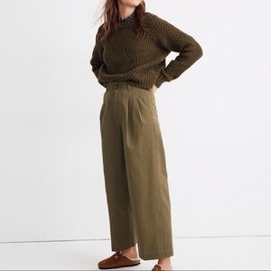 Madewell green pleated wide leg pants size 6